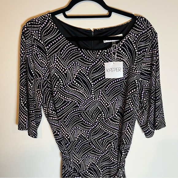 Kasper Black and White Swirl Dot Dress - Picture 1 of 13